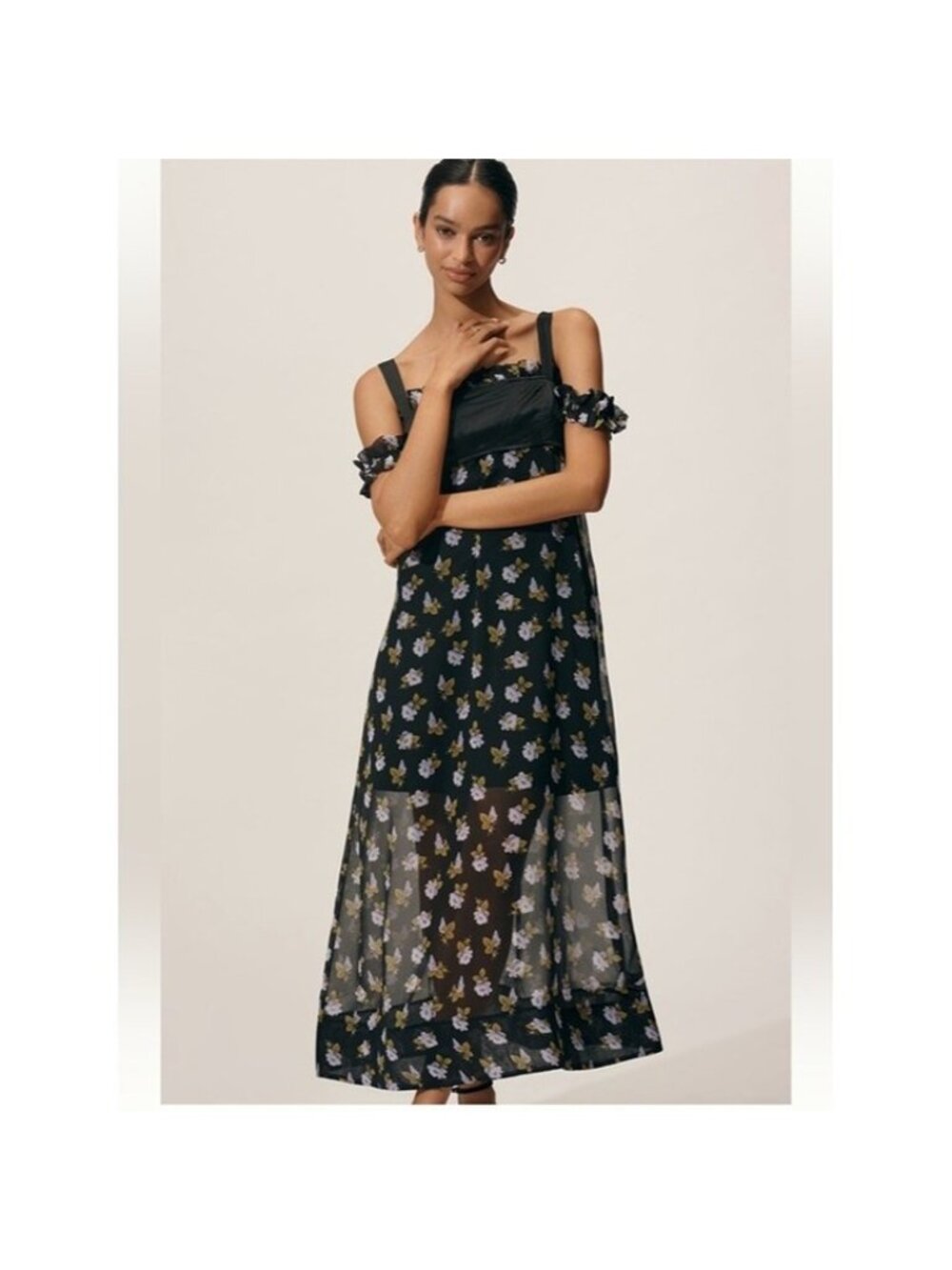 ANTHROPOLOGIE Maeve Square Neck Floral Midi Dress Size S NEW
